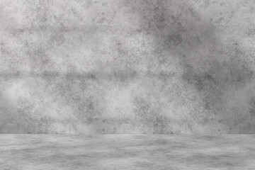 Sunlight from the window with shadow on the concrete grey wall for product presentation