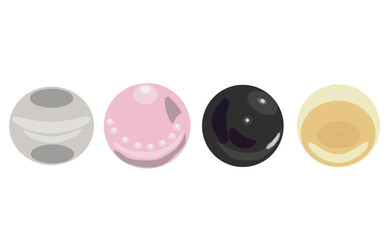 Set of multi-colored pearls. Vector illustration isolated on white background.