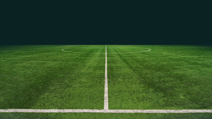 green textured soccer game field  - center, midfield
