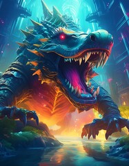 巨大な爬虫類の生物