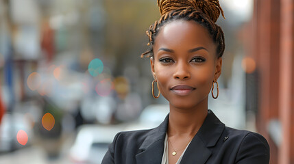 portrait of black woman with business clothes