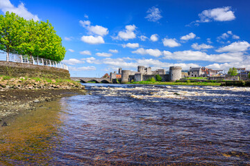 13th century King Johns Castle in Limerick by the Shannon river, Ireland