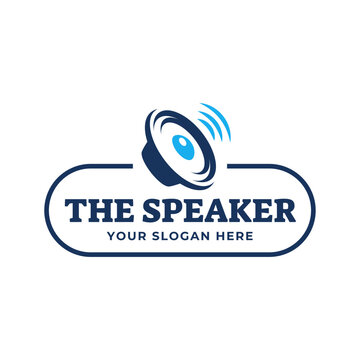 speaker sound system logo design with creative concept premium vector