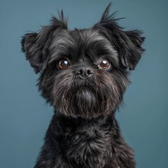 Affenpinscher dog on minimalistic colorful background with Copy Space. Perfect for banners, veterinary ads, pet food promotions, and minimalist designs.