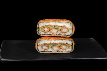 delicious fresh sushi burgers on a dark background for food delivery website