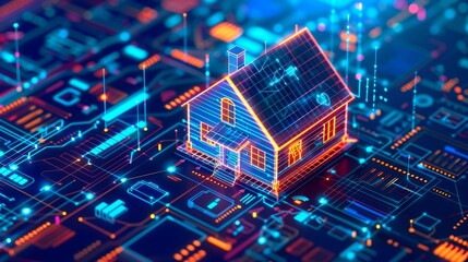 Deploying smart contracts in real estate transactions digitally Theme legal tech - front view - automated agreements - advanced tone - Monochromatic Color Scheme