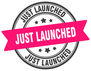 just launched stamp. just launched label on transparent background. round sign