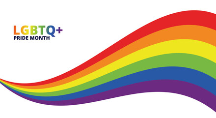 PRIDE month background for festival parades, parties, and social events. Colorful rainbow flag on colorful background. Vector design template