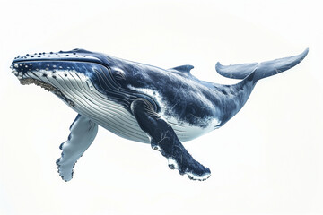 Fototapeta premium Blue whale on a white background
