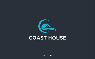 coastal house logo design vector silhouette illustration
