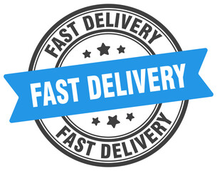 fast delivery stamp. fast delivery label on transparent background. round sign