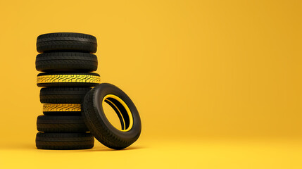 Tires stacked together