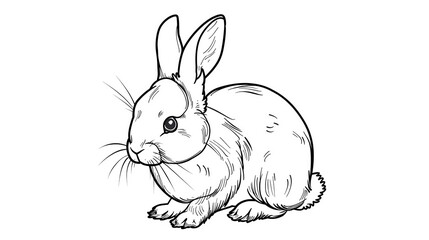 Obraz premium Rabbit line drawing on white background