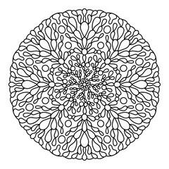 Outline hand drawn vector mandala. East etnic round pattern. Adult coloring page for relaxation in zen tangle style