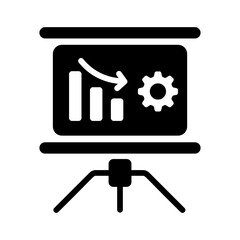 A filled style icon depicting productive analysis 