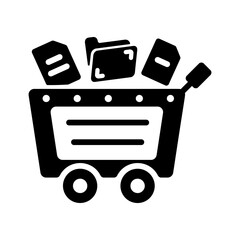 Grab this solid icon of data mining cart 