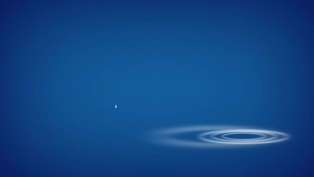 Waterdrop motion graphic animation, simple, elegant and minimal on blue background