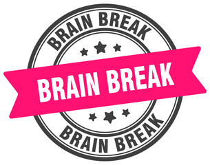 brain break stamp. brain break label on transparent background. round sign