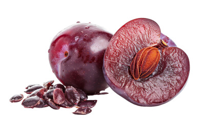 A detailed view of a fruit with visible seeds placed on a clean white background