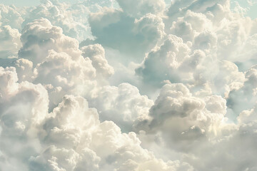 Dense White Clouds with Sunlight Breaking Through