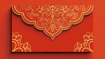 A red envelope with gold trim and a gold border