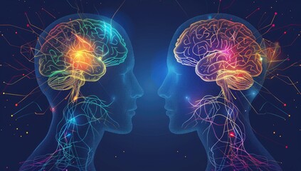 Colorful Brain Diagram in Neon Colorful Brain Diagram in Neon Style