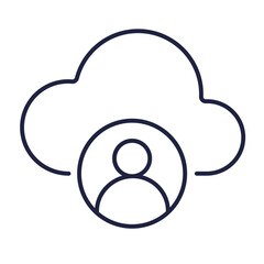 Cloud user icon. Cloud computing public account line symbol for web, mobile. Outline logo on white background. Cloud service, network, personal account concept. Editable vector stroke. Pixel Perfect.