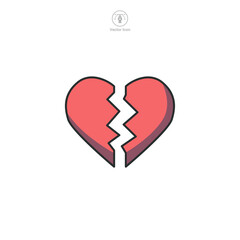 Broken Heart Icon symbol vector illustration isolated on white background