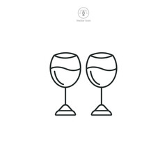 Wine Glasses Icon symbol vector illustration isolated on white background