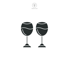 Wine Glasses Icon symbol vector illustration isolated on white background