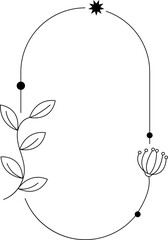 Vector lineal frame with flowers and geometric shapes