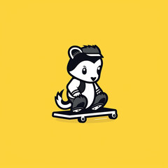 Skateboarding_Skunk_Modern_Line_Icon_Vector_Line_Art