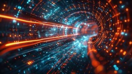 Obraz premium neon light tubes forming intricate patterns or symbols of futuristic technology