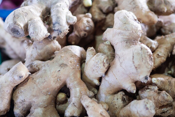 Pattern of fresh galangal for sale in the market