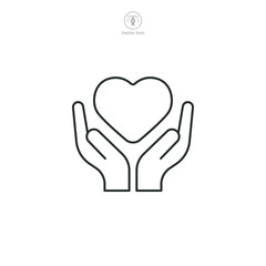 Heart in Hands Icon symbol vector illustration isolated on white background