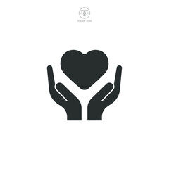 Heart in Hands Icon symbol vector illustration isolated on white background