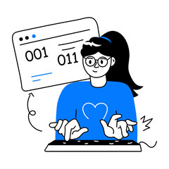 Latest doodle mini illustration of website coding 