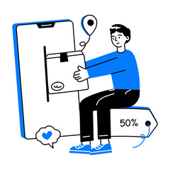 A doodle mini illustration of received parcel 