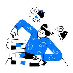 A well-designed doodle mini illustration of build future 