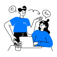 Ready to use doodle mini illustration of business discussion 