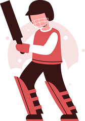 Cricket player character. Vector illustration
