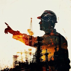 Foreman pointing at site, close up