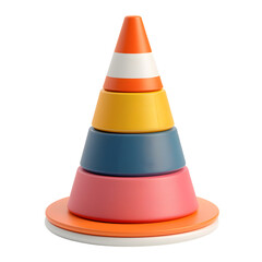 3D traffic cones cartoon style on transparent background