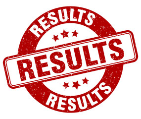 results stamp. results label. round grunge sign