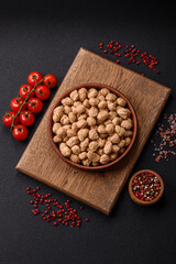 Dry soybean meat pellets, diet food for vegan and vegetarian cuisine
