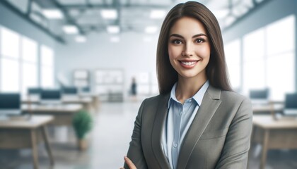 Smiling Businesswoman in Modern Office