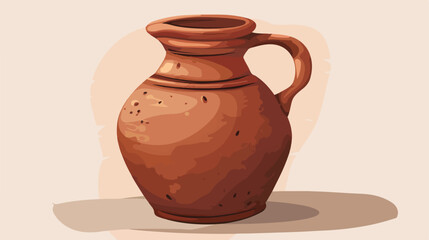 Old clay jug icon. Cartoon brown ceramic vessel Cartoon