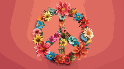 Peace symbol with flowers Cartoon Vector style vector