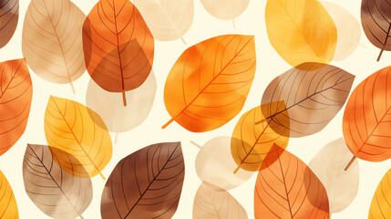 Obraz premium Autumn leaves. Seamless pattern. Watercolor.