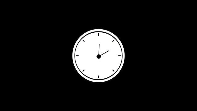 Analog Clock Isolated on black Background Ticking Animation Motion Graphics